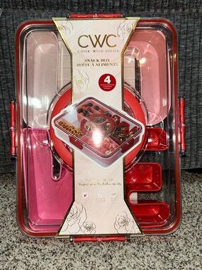 Cook With Color Pink Compartmental Snack Box - 4 Piece Meal Organizer